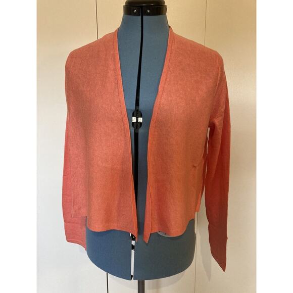 J Jill Cardigan Sweater Shrimp Linen Blend Womens Size Petite XS - Picture 2 of 7